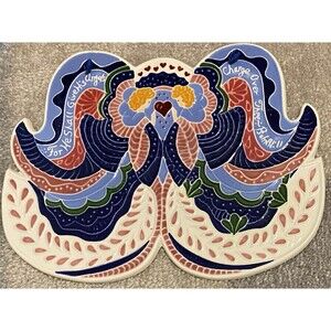 VTG 1990s JoAnn J Duban Designs Wall Tile Country Folk Art Angel Heart Scripture